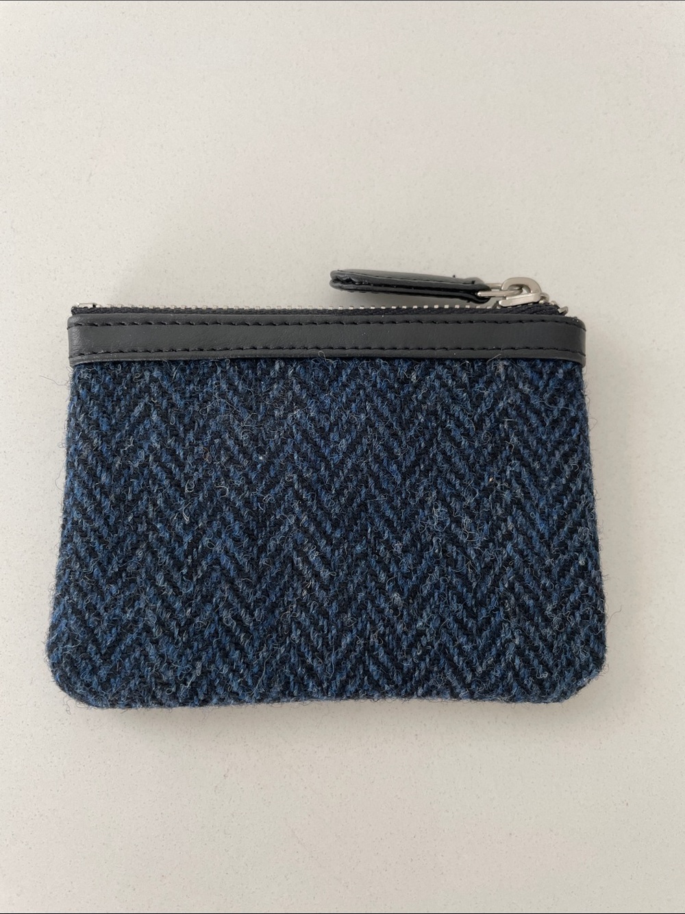 Harris Tweed Navy Zip Coin and Card Pouch Wallet - Picture 12 of 15